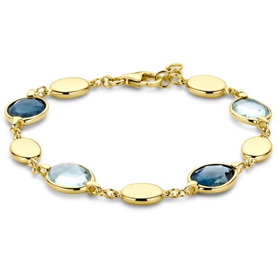 armband sky blue en london blue topaas 18 1 cm 14K geelgoud