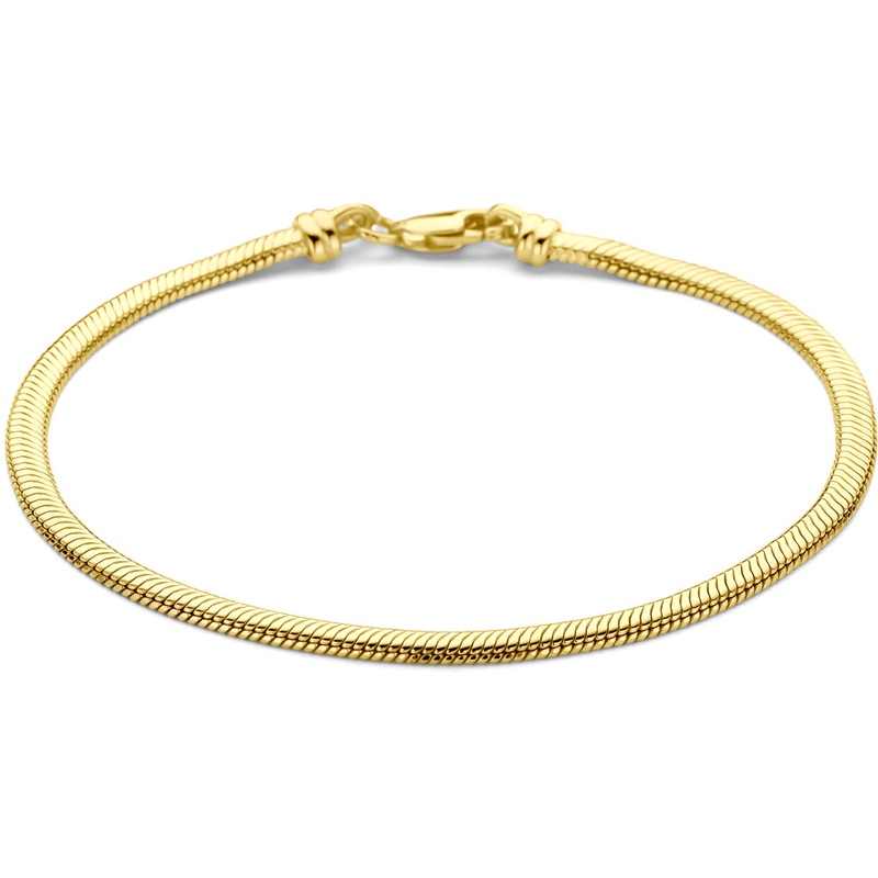 armband slang 33 mm 19 cm Zilgold geel met zilverkern