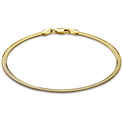 armband slang plat bol 26 mm 18 cm 14K geelgoud