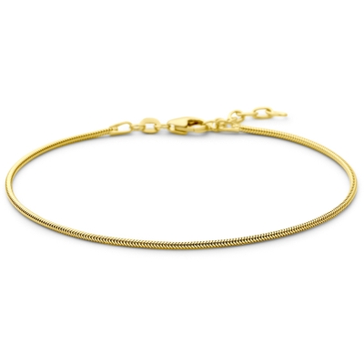 armband slang rond 12 mm 19  2 cm heren lengte 14K geelgoud