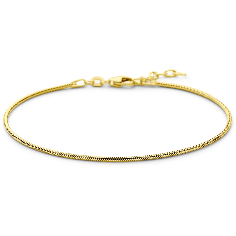 armband slang rond 12 mm 19  2 cm heren lengte 14K geelgoud