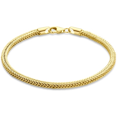 armband vossestaart massief 35 mm 19 cm Silgold geel met zilverkern