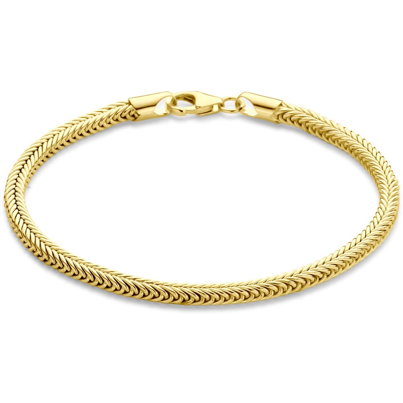 armband vossestaart massief 35 mm 19 cm Silgold geel met zilverkern