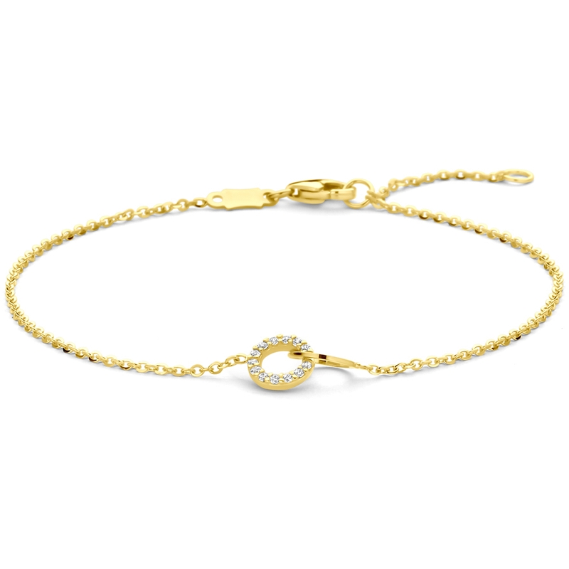 armband zirkonia 16 - 18 cm 14K geelgoud