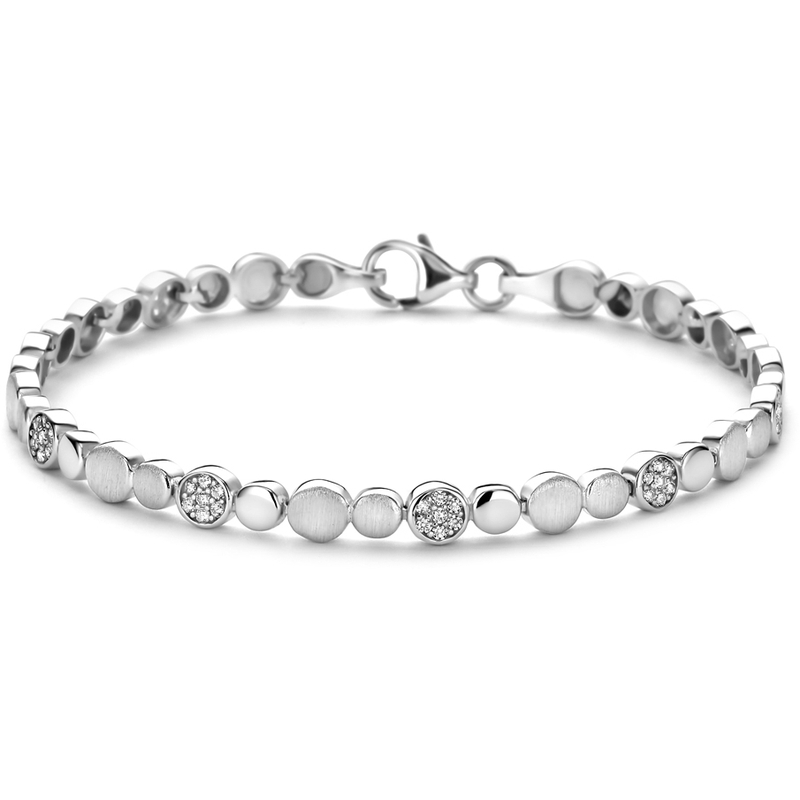 armband zirkonia polimat 51 mm 19 cm zilver gerhodineerd