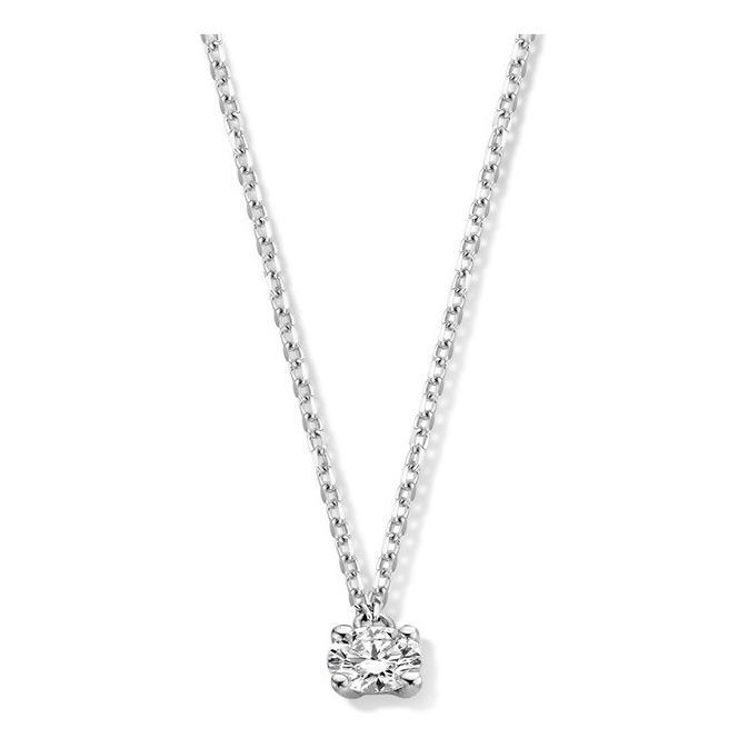 Aurore CA25010020 Olivia 18 karaat witgouden collier 45 cm met 0,20 ct lab grown diamant