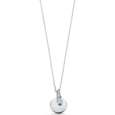 Aurore Jewelry CA27100005-B 18k witgouden ketting met graveerplaatje met 0,05 ct diamant lab grown