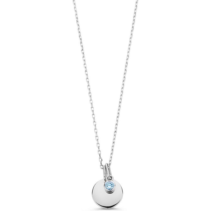 Aurore Jewelry CA27100005-B 18k witgouden ketting met graveerplaatje met 0,05 ct diamant lab grown