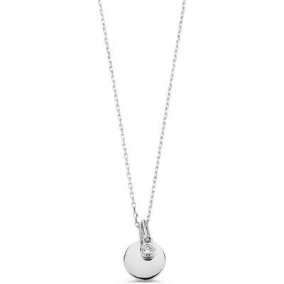 Aurore Jewelry CA27100005-W 18k witgouden ketting met graveerplaatje met 0,05 ct diamant lab grown