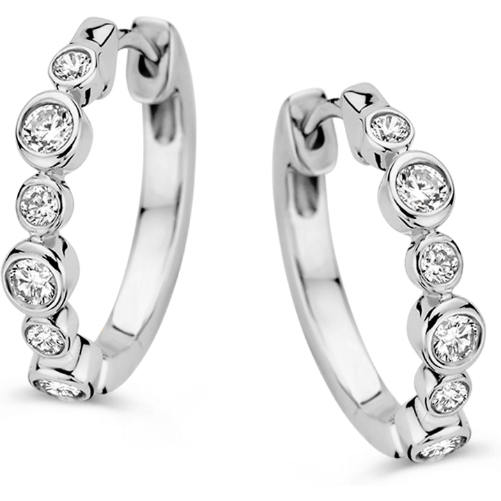 Aurore Jewelry OA25540040 Luna 18k witgouden oorringen met 0,40 ct diamant lab grown