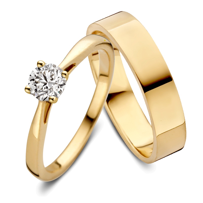 Aurore Jewelry Olivia en Sam 18k gouden trouwringen 0,50 ct diamant lab grown