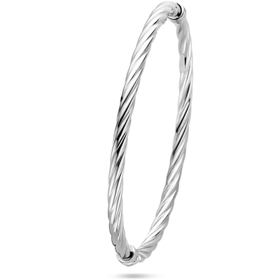bangle gedraaid scharniersluiting 4 x 61 mm zilver gerhodineerd