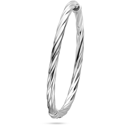 bangle gedraaid scharniersluiting 5 x 61 mm zilver gerhodineerd