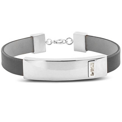 See You BG 010-Grey Lederen gedenkarmband 10 mm met hars