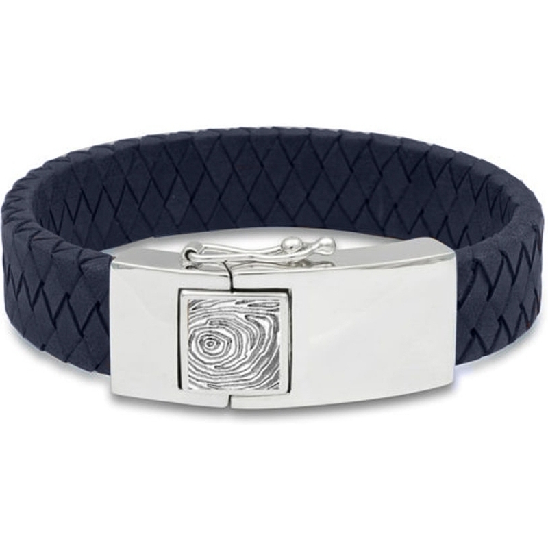 See You BG 011 FS Navy Lederen armband met vingerafdruk