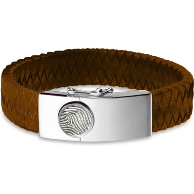 See You BG 007 F Camel Lederen armband met zilveren vingerafdruk