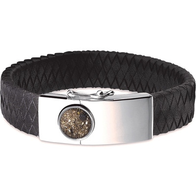 See You BG 007 S Black Lederen armband as met hars