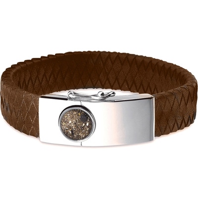 See You BG 007 S Brown Lederen armband as met hars