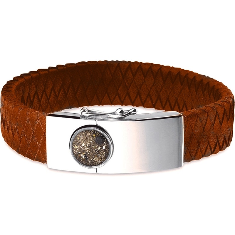 See You BG 007 S Cognac Lederen armband as met hars