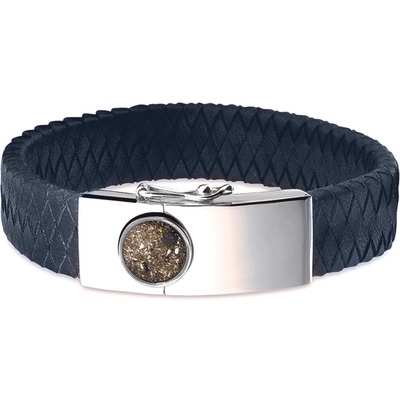 See You BG 007 S Navy Lederen armband as met hars