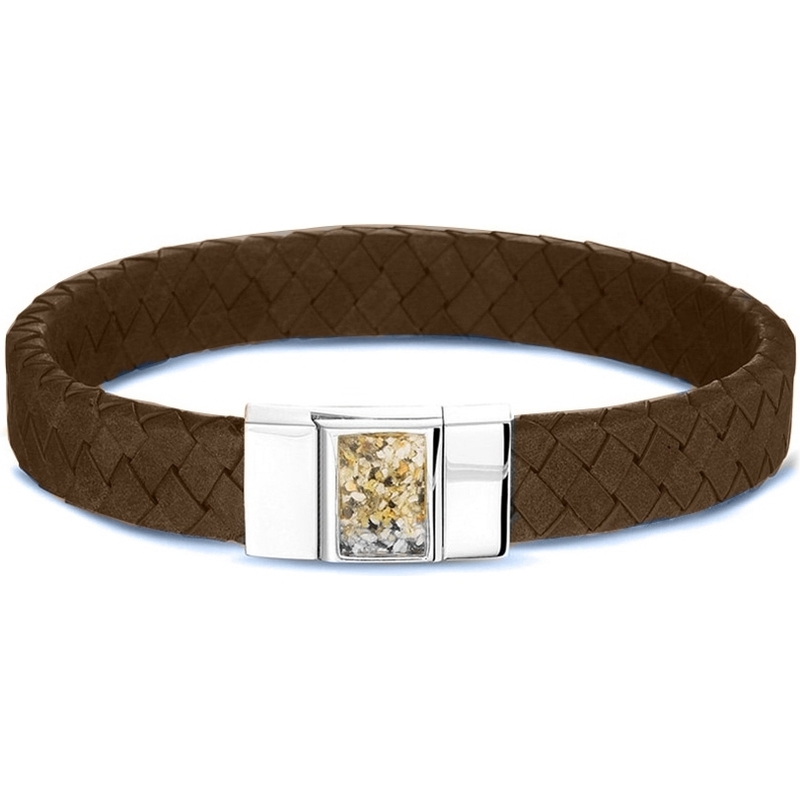 See You BG 008-Brown Lederen gedenkarmband met hars