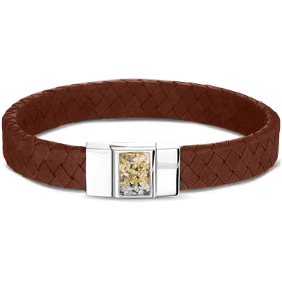 See You BG 008-Cognac Lederen gedenkarmband met hars
