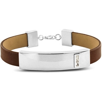 See You BG 010-Brown Lederen gedenkarmband 10 mm met hars
