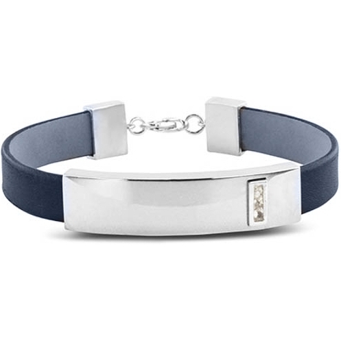 See You BG 010-Navy Lederen gedenkarmband 10 mm met hars