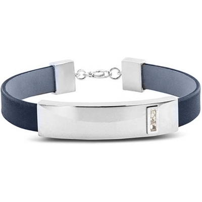 See You BG 010-Navy Lederen gedenkarmband 10 mm met hars