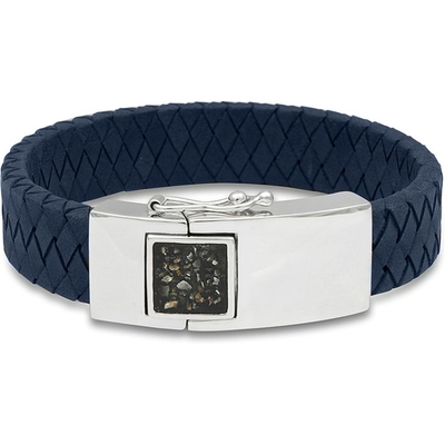 See You BG 011 S Navy Lederen armband as met hars