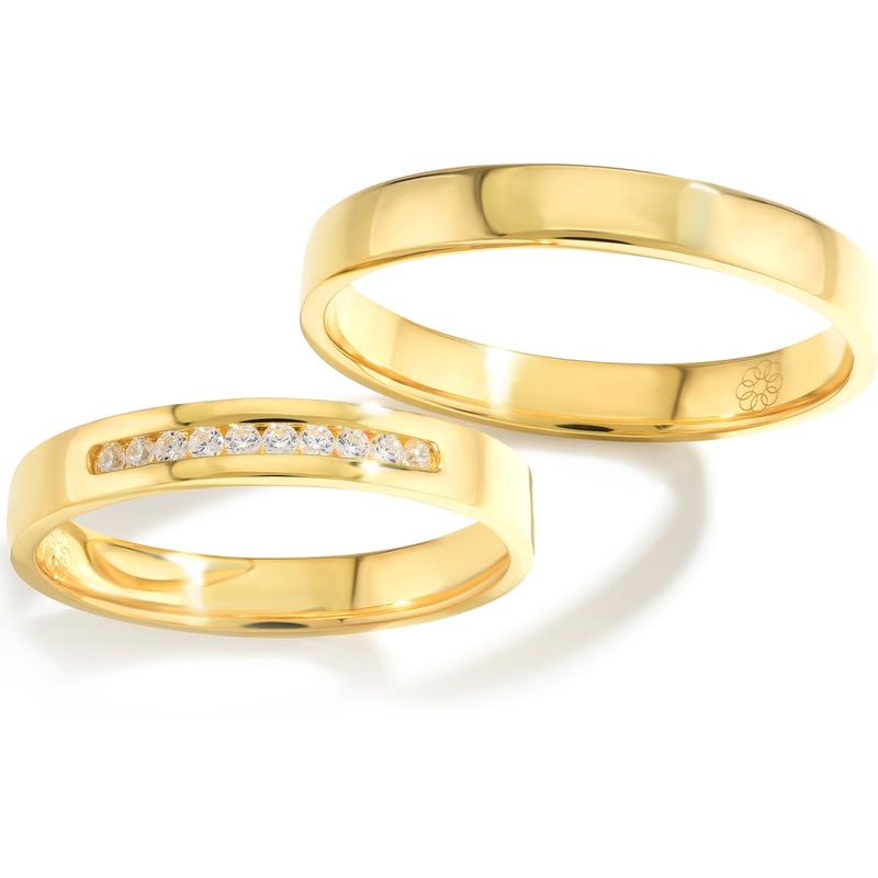 Bluerings BU005 14k gouden trouwringen met zirkonia 3 mm