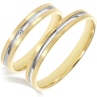 Bluerings BU021 14k bicolor gouden trouwringen met zirkonia 3 mm