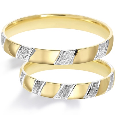 Bluerings BU022 14k bicolor gouden trouwringen 3 mm