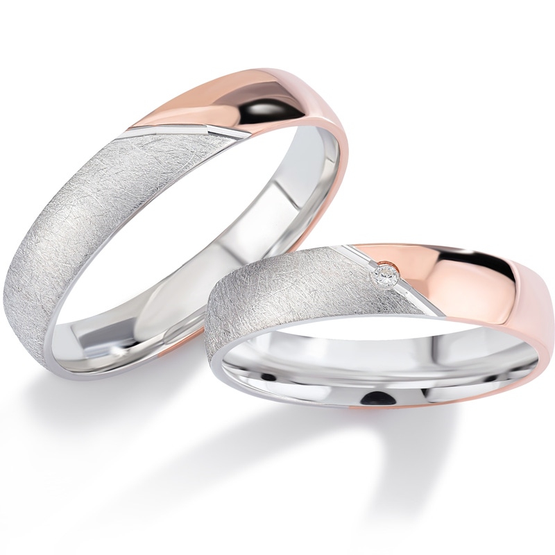 Bluerings EL041 14k bicolor gouden trouwringen met zirkonia 4 mm