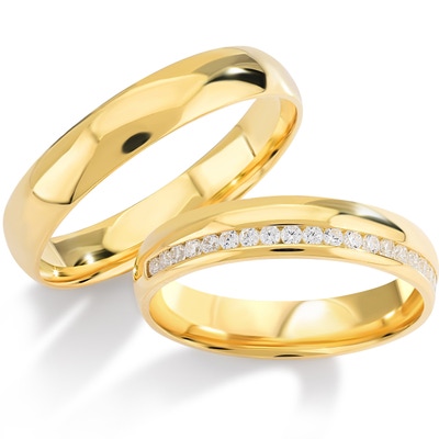 Bluerings EL043 14k gouden trouwringen met zirkonia 4 mm