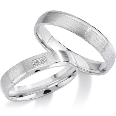 Bluerings EL044 14k witgouden trouwringen met zirkonia 4 mm