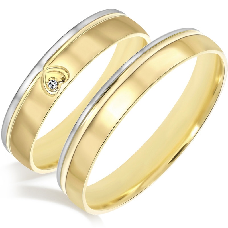 Bluerings EL063 14k bicolor gouden trouwringen met zirkonia 4 mm