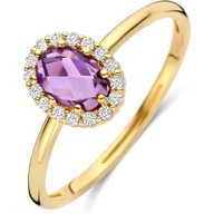 Blush 1271YAM 14k gouden halo ring met amethist zirkonia