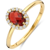 Blush 1271YGA 14k gouden halo ring met granaat zirkonia