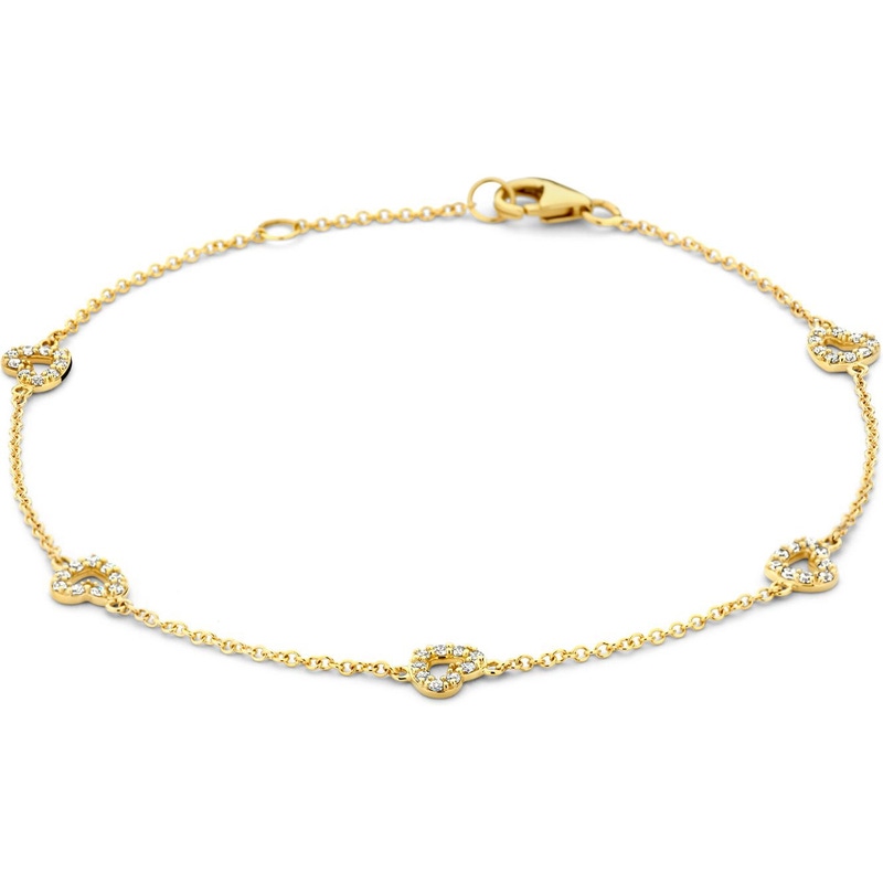 Blush 2211YZI 14k gouden armband met zirkonia hartjes 18 cm