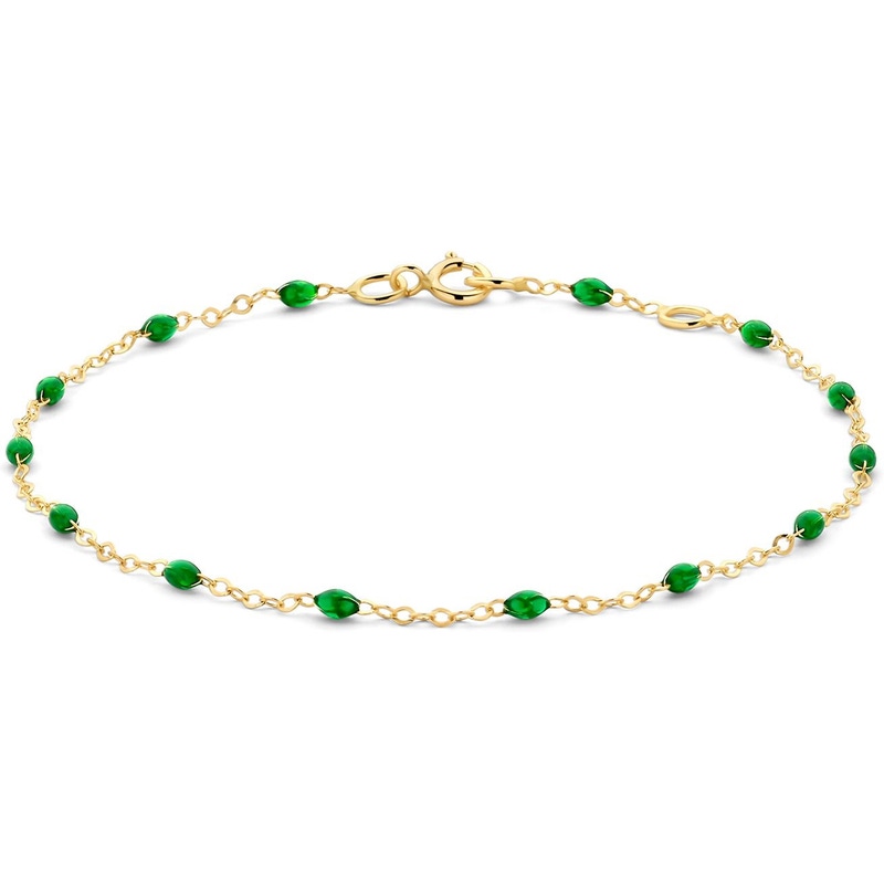 Blush 2264YRG 14k gouden armband met groene resin 0,8 mm