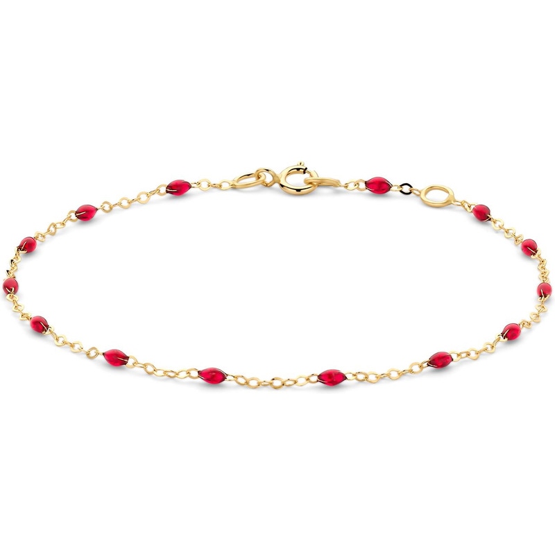 Blush 2264YRR 14k gouden armband met rode resin 0,8 mm