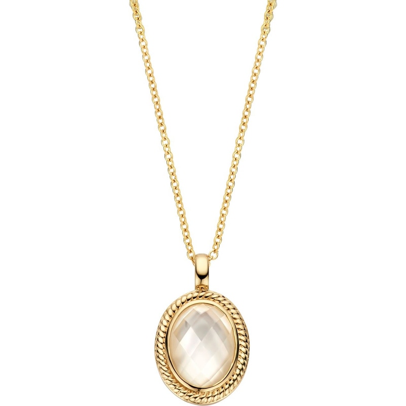 Blush 3169YMQ 14k gouden ketting met parelmoer en bergkristal hanger