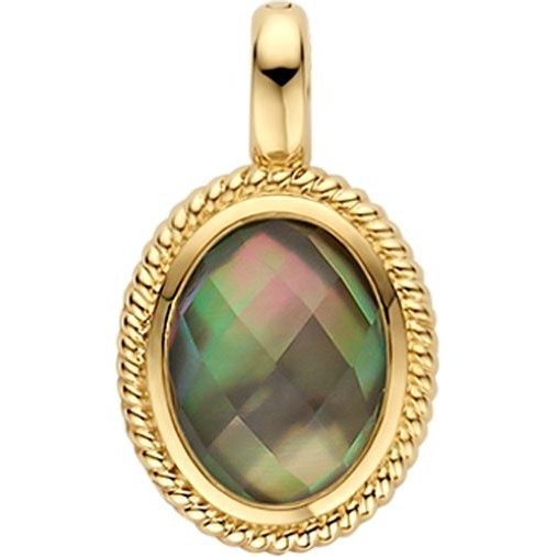 Blush 6097YBQ 14k gouden hanger met zwart parelmoer