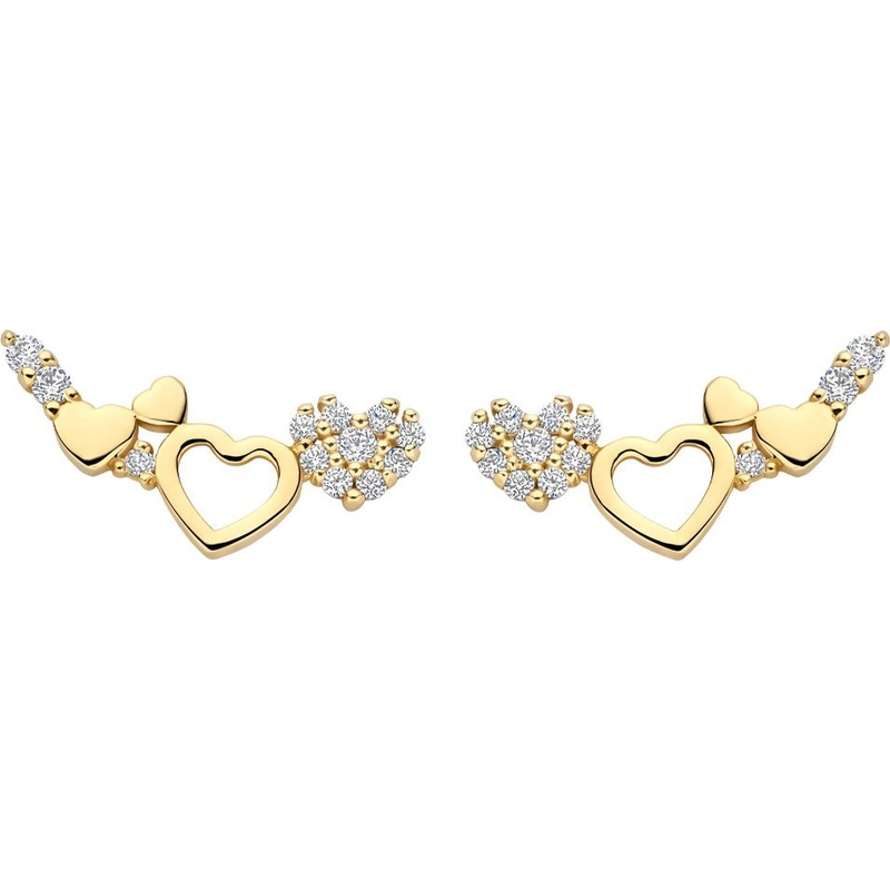 Blush 7376YZI 14k gouden oorknopjes met hartjes zirkonia