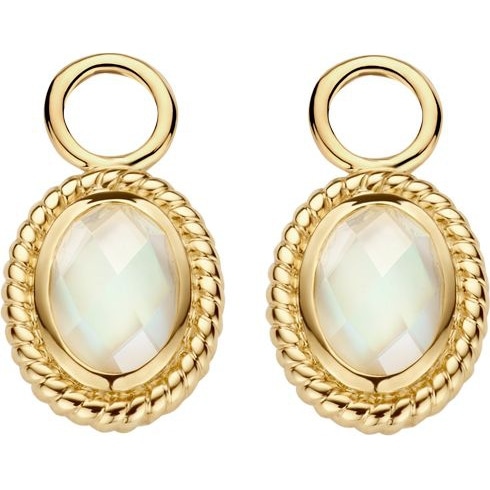 Blush 9091YMQ 14k gouden oorbedels met parelmoer en bergkristal