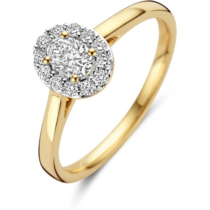 Blush LG1016Y 14k gouden halo ring met diamant lab grown