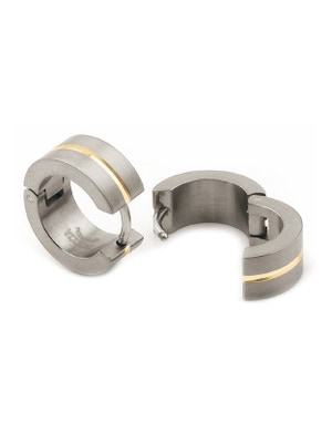 0503-03 Titanium dames creolen bicolor 15x6 mm