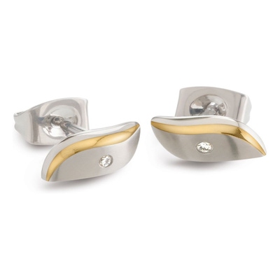 05044-04 Titanium bicolor oorknopjes met 002 ct diamant