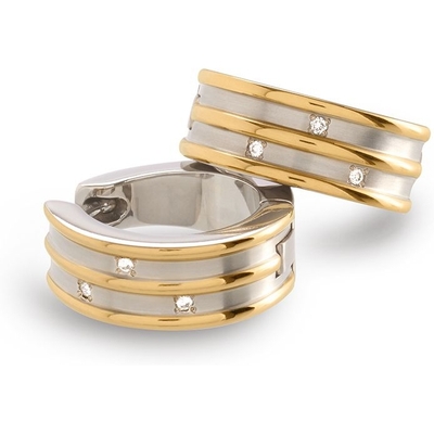 05047-03 Titanium bicolor oorringen met 003 ct diamant